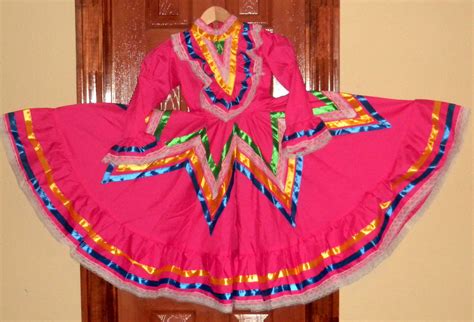 Girls Jalisco Dress With Super Wide Skirt Flow For Folklorico Dance ...
