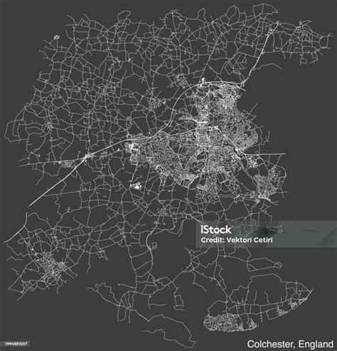 Street Roads Map Of The British City Of Colchester England Stock Illustration Download Image