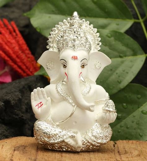 Buy Silver Plated Ganesha For Car Dashboard Idol By CraftVatika Online