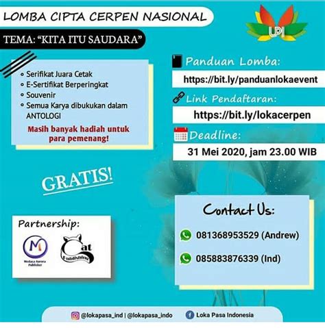 Lomba Menulis Lomba Menulis Cerpen Nasional Gratis Deadline