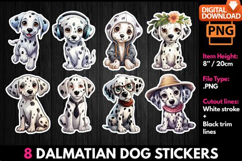 Dalmatian Dog Stickers Bundle Graphic by MMShopArt · Creative Fabrica