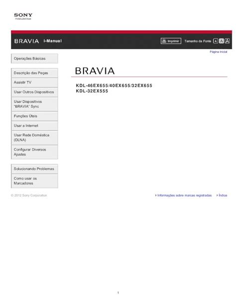 PDF BRAVIA Sony ESupport Manuals Specs Imprimir Tamanho