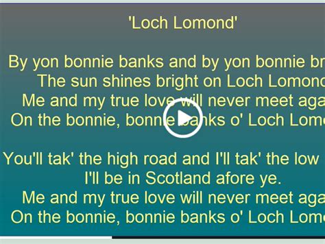 Loch Lomond Scottish Lyrics Video Photos Teaching Resources