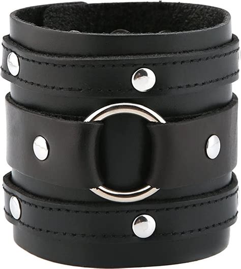 Hzman Wide Cuff Wrap Gothic Wristband Punk Rock Biker Wide Strap