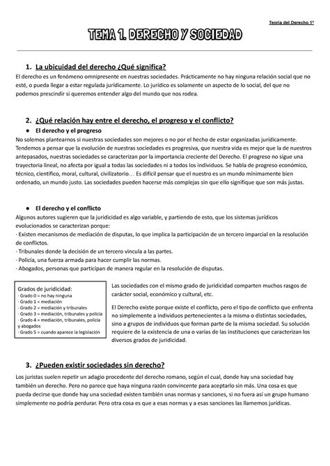 T1 Teoría Del Derecho Tema 1 Derecho Y Sociedad 1 La Ubicuidad