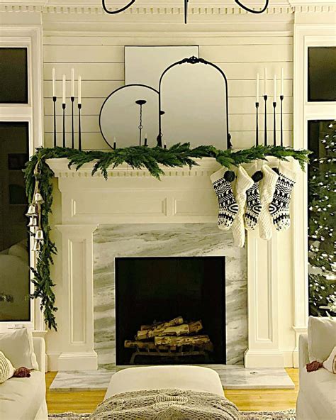 Modern Fireplace Mantel With Christmas Garland Soul Lane