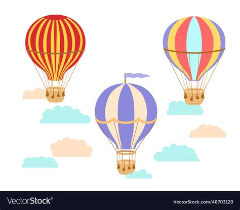 Vintage Hot Air Balloon With Flags Set Royalty Free Vector
