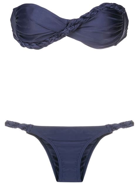 Amir Slama Braid Detail Bandeau Bikini Farfetch