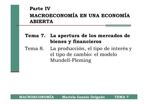 Tema Presentaci N Esquema Parte Iv Macroeconom A En Una