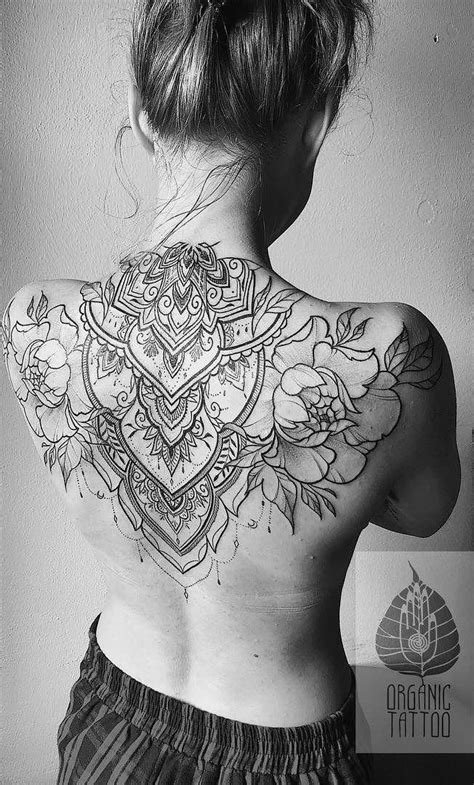 Mandala Style Tattoo Mandalatattoo Back Tattoo Women Back Piece