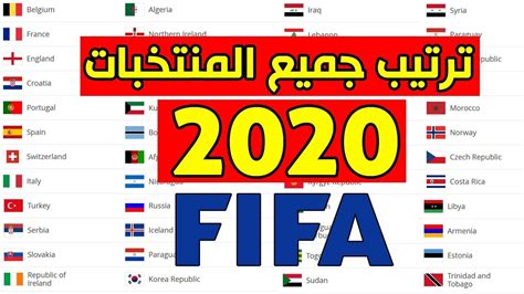 ترتيب المنتخبات 2020 من الفيفا ترتيب جميع المنتخبات العربية Youtube