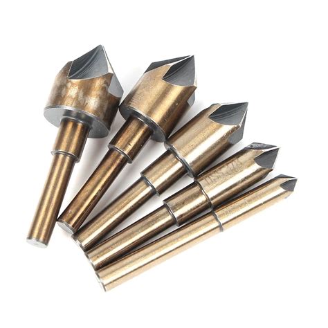 5pcs Hss 5 Flute Countersink Bits Chamfer Cutter Drill Bit Woodworking