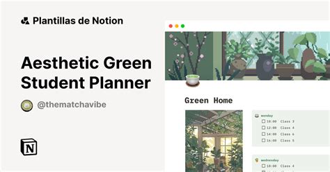 Aesthetic Green Student Planner Plantilla De Notion