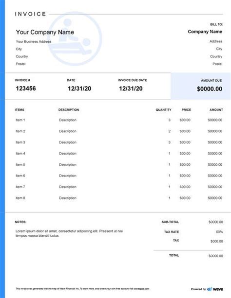 Massage Therapy Invoice Template Free Download