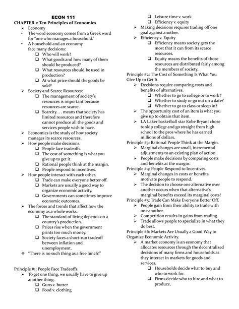 ECON LECTURE PRELIMS ECON 111 CHAPTER 1 Ten Principles Of Economics