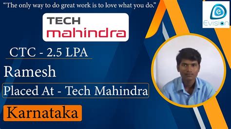 Congrats Ramesh SK Salary 3 LPA Got Selected In Tech Mahindra