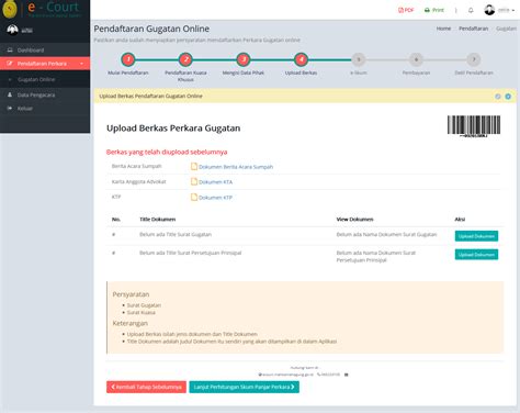 Tata Cara Pendaftaran Gugatan Online E Court