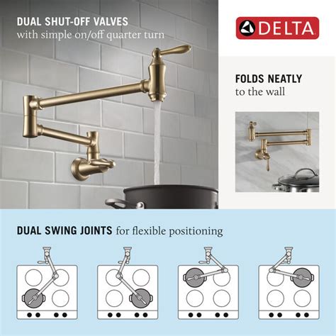 Traditional Wall Mount Pot Filler In Arctic Stainless 1177lf Ar Delta Faucet