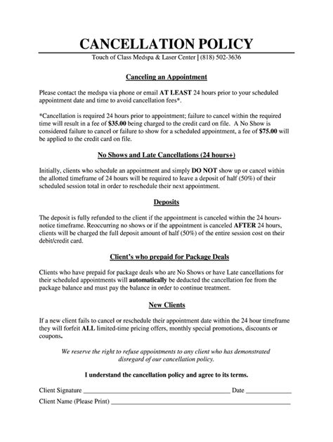 Cancellation Policy Template Fill Out Sign Online Dochub