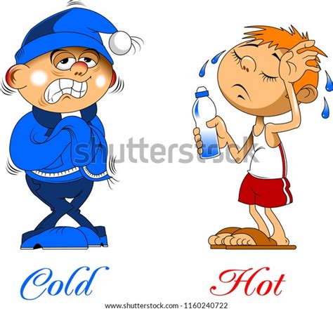 Hot Cold Boy Vector Clip Art Stock Vector Royalty Free 1160240722