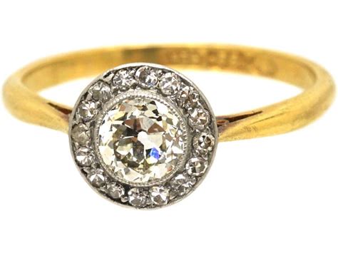 Edwardian Ct Gold Platinum Diamond Cluster Ring U The