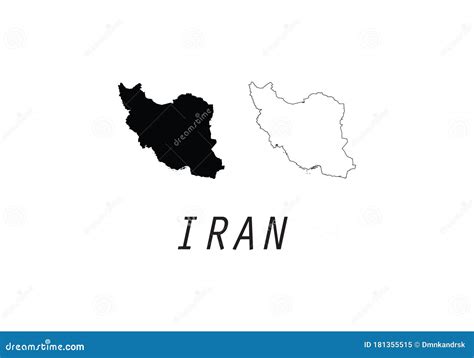 Iran Outline Map Country Shape State Symbol National Borders Cartoon