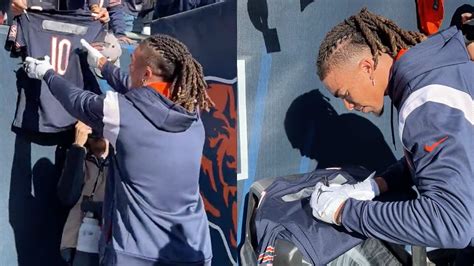 Chase Claypool Signs Old Mitch Trubisky Jersey at Soldier Field