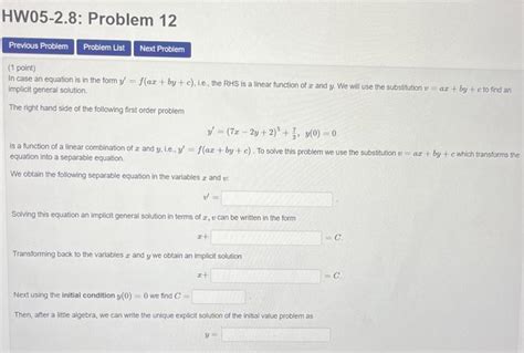 Solved In Case An Equation Is In The Form Y′ F Ax By C