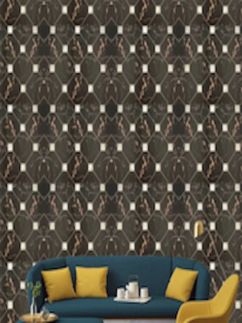 Buy Jaamso Royals Black D Brick Stone Print Self Adhesive Wallpaper