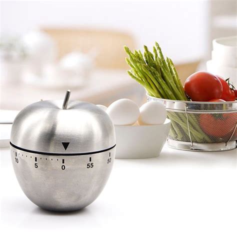 EBerry Stainless Steel Apple Shape Kitchen Timer Mechanical Drive