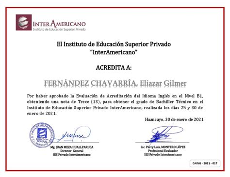 Certificado Curso De Inglés Pdf