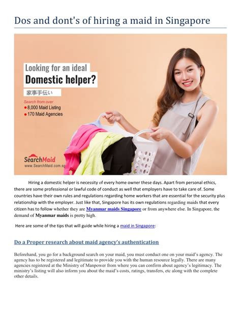 Ppt Dos And Don Ts Of Hiring Maids In Singapore Choose Right Maid