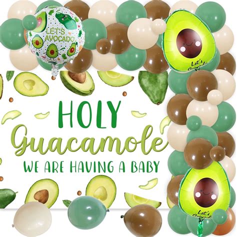 Fangleland Avocado Themed Baby Shower Decorations Green Brown Balloon