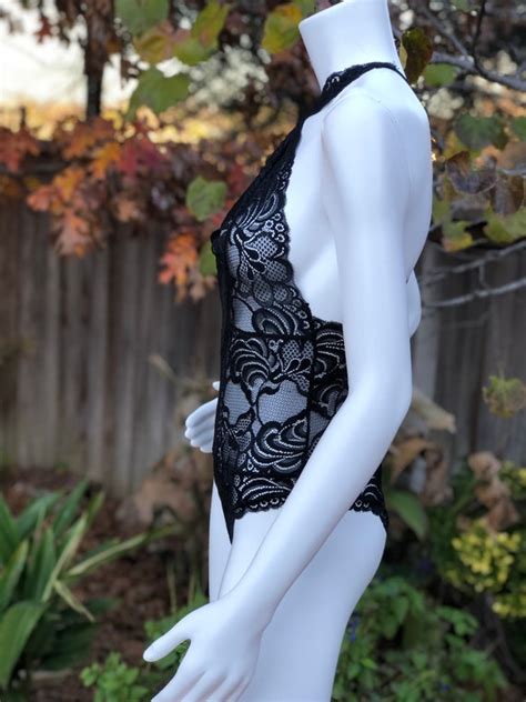 Vintage Sheer Black Body Suit Sexy Wedding Bodysuit Gem