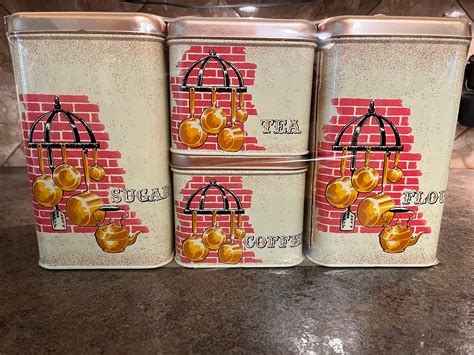 Vintage Cheinco Tin Canister Set Etsy