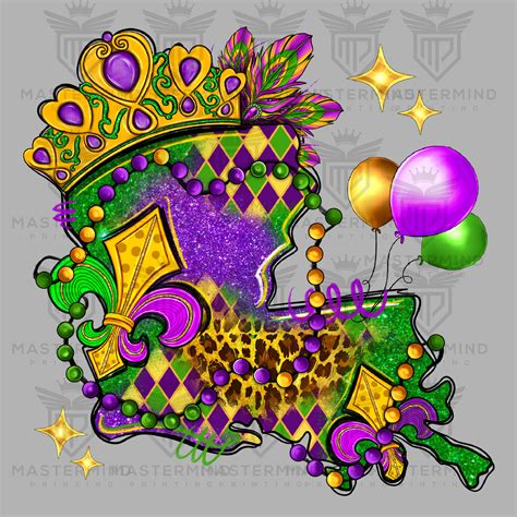 Louisiana Boot Mardi Gras Dtf Transfer Mastermind Printing Llc