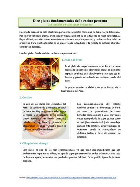 Diez Platos Fundamentales De La Cocina Peruana Pdf Cocina Latinoamericana Alimentos