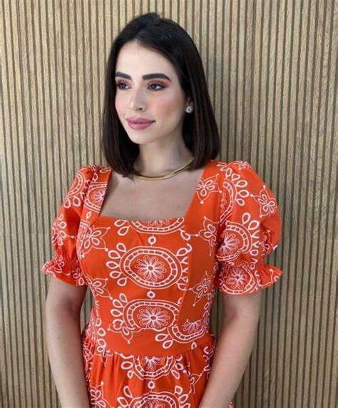 Vestido Longo Sem Bojo Manga Bufante Laranja Fernanda Ramos Store