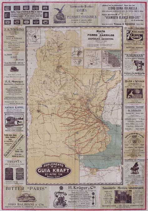 Mapa De Ferrocarriles Argentina 1905