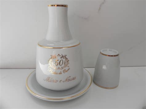 Moringa Porcelana Decora O Bodas De Ouro Ml Copo Prato