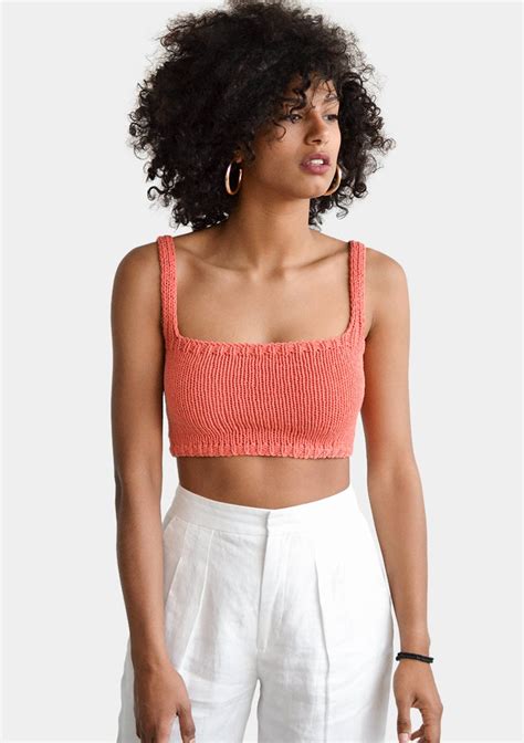 Square Neck Crop Top Minimal Knit Top Knit Bralette Top Cropped Yoga