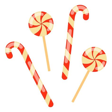 Premium Vector Bright Christmas Sweets Caramel Cane Round Lollipop