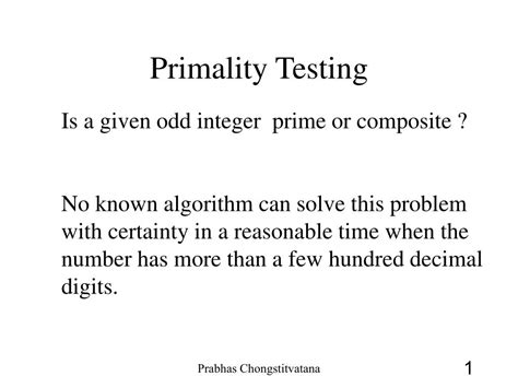 Ppt Primality Testing Powerpoint Presentation Free Download Id4489493