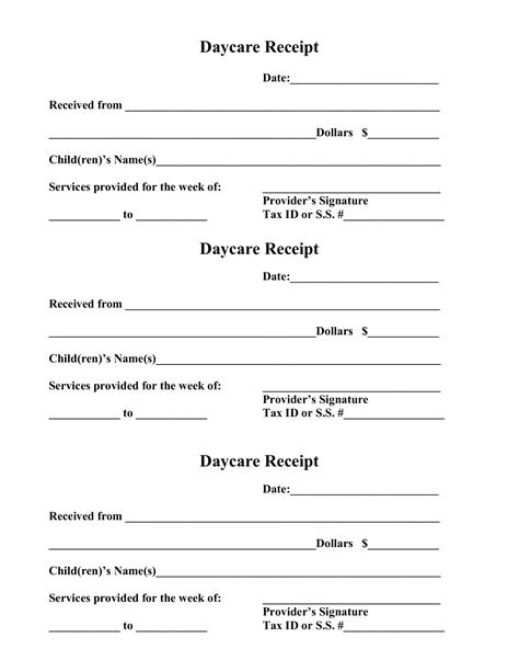 Blank Daycare Receipt Template Fill Out And Print Pdfs