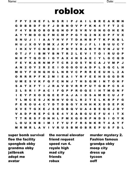 Free Roblox Printables Printable Word Searches Hot Sex Picture