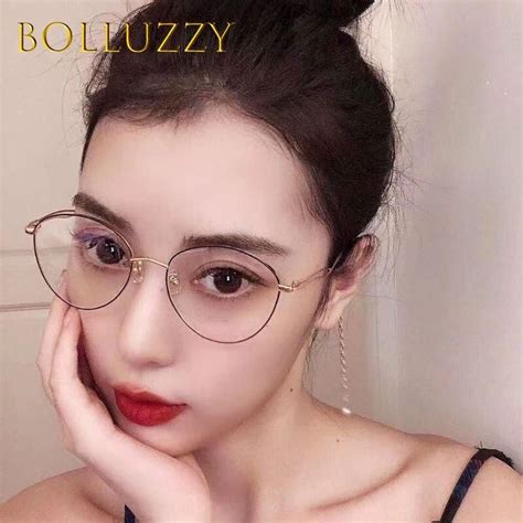 Womens Cat Eye Frame Geometric Round Eyeglasses With Chain Cat Eye Frames Eyeglasses Round