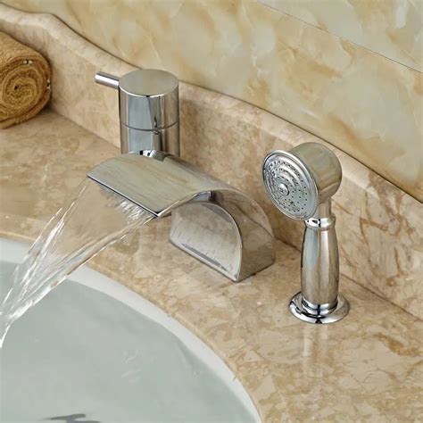 Aliexpress Buy Waterfall Widespread Faucet Pcs With Handshower