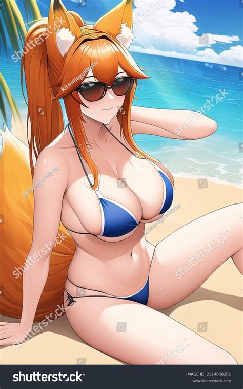 Bikini Anime Fox Girl Beach Stock Illustration Shutterstock