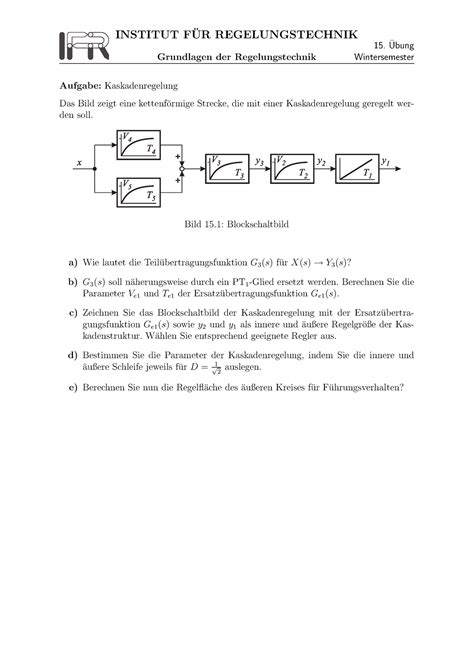 Rt Uebung Bungsaufgabe Regelungstechnik Institut Fur