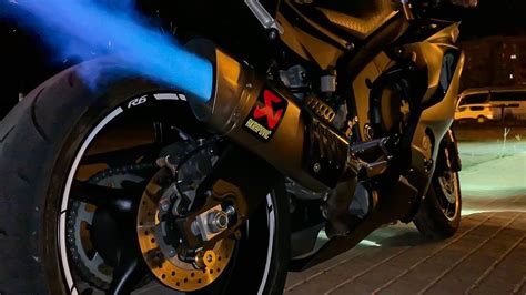 Yamaha R Akrapovic Full Exhaust Flames Fly By And Pure Sound